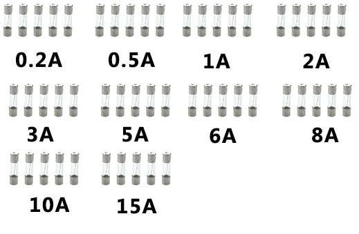 

50PCS/LOT 10 Kinds 5x20mm Fast Glass Fuse Kit In Package 0.2A 0.5A 1A 2A 3A 5A 6A 8A 10A 15A /250V 5*20 Insurance Tube Package