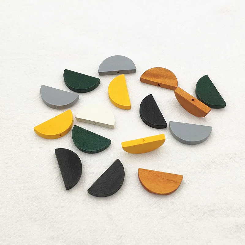 New arrival! 25x12.5mm 300pcs/lot Environmental Paint semicircle-shape Wood beads for jewelry DIY making( desgin as shown) | Украшения и