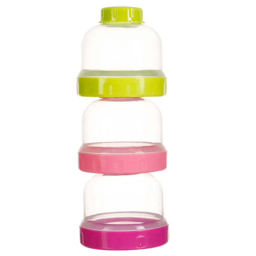 3 Layer Baby Milk Powder Formula Dispenser Non-Spill Food Storage Container used as snack cups and baby foods container gifts - Цвет: Зеленый