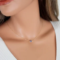 Lucky Evil Eye Pendant Necklace for Women Men Turkish Jewelry Clavicle Chain Heart Star Crystal Wedding Party Couple Gift Collar