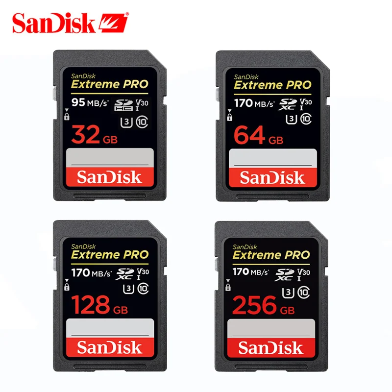 SanDisk Extreme PRO карты памяти SD 32 Гб SDHC 95 МБ/с./с 64 128 ГБ 256 SDXC UHS I U3 класс 10 170 флеш карта