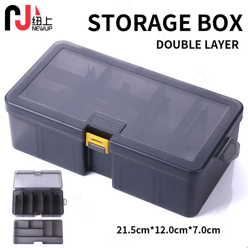 

NEWUP Multifunctional Organized Big Compartments Double-sided Transparent Visible Plastic Fishing Lure Box Pesca Fishing Tools