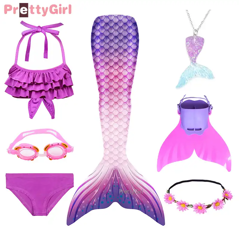 Robe De Natation Queue De Sirene Pour Enfants Costume De Bikini Cosplay Pour Fete A La Piscine Pour Filles Aliexpress