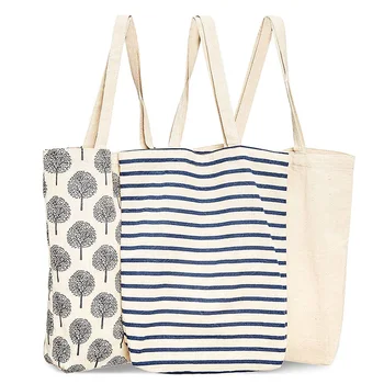 

Reusable Grocery Bag Shopping Eco-Friendly Cotton Tote Bags Canvas Multi Purpose Durable & Machine Washable Shoulder Bag