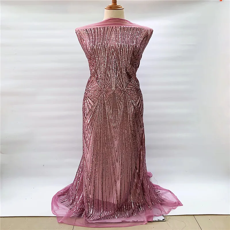 Madison African Lace Fabric 2021 French Sequins Embroidered Nigerian Tulle Fabrics For Wedding | Дом и сад