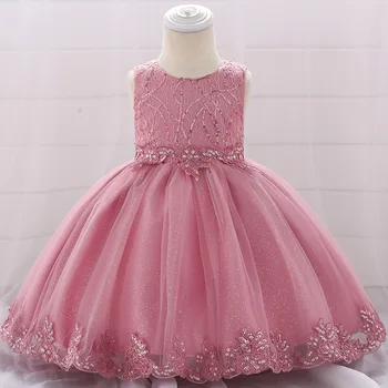 

Baby Girl Lace Pink Red Ball Gown baptismal dress Christening Baby Party Frocks Tulle wedding wear 1 year old Birthday Clothes