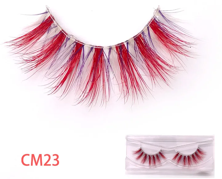 New color 3D luxury mink lashes wholesale natural long individual thick fluffy colorful false eyelashes Makeup Extension Tools - Цвет: CM23