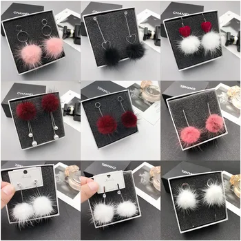 

30 Pairs/lot fashion winter Mink fur ball style women earrings lot jewelry wholesale 201102-154