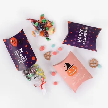 

Halloween box of cute candy pillow boxes new diy 14x10x2.8cm 10pcs/20pcs use two color for candy pillow box have happy halloween