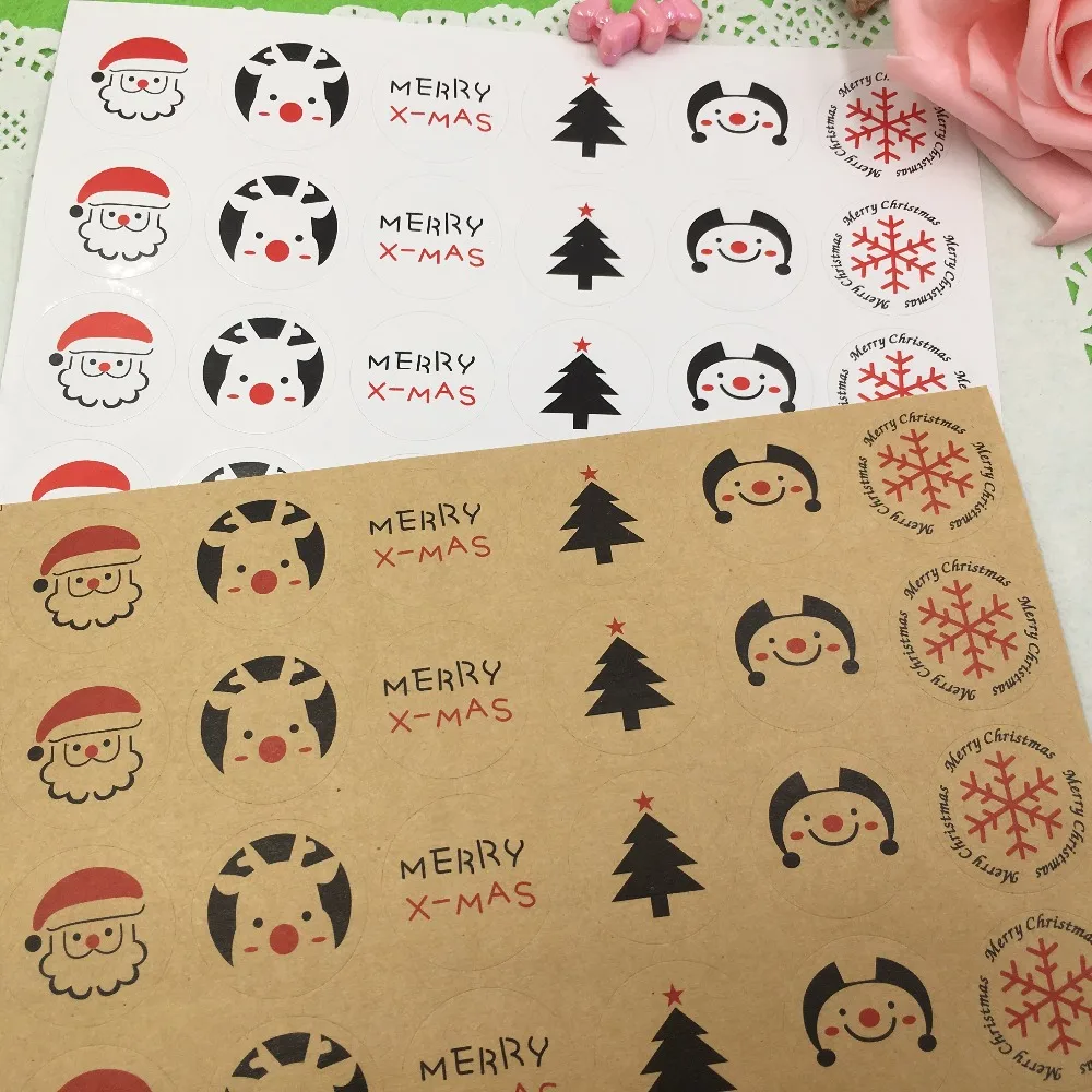 

5000pcs Kraft paper Sticker Labels for Christmas Label Stickers Paper Round Self-adhesive Labels Sealing For tips/box//bag/card