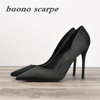 

2020 spring new satin single shoes pointed stiletto sexy pumps