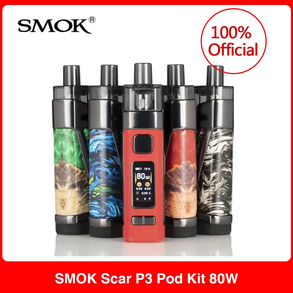 Оригинальный электронных сигарет SMOK шрам P3 Pod Mod Kit 80 Вт 2000 мА/ч Батарея 5 мл RPM2