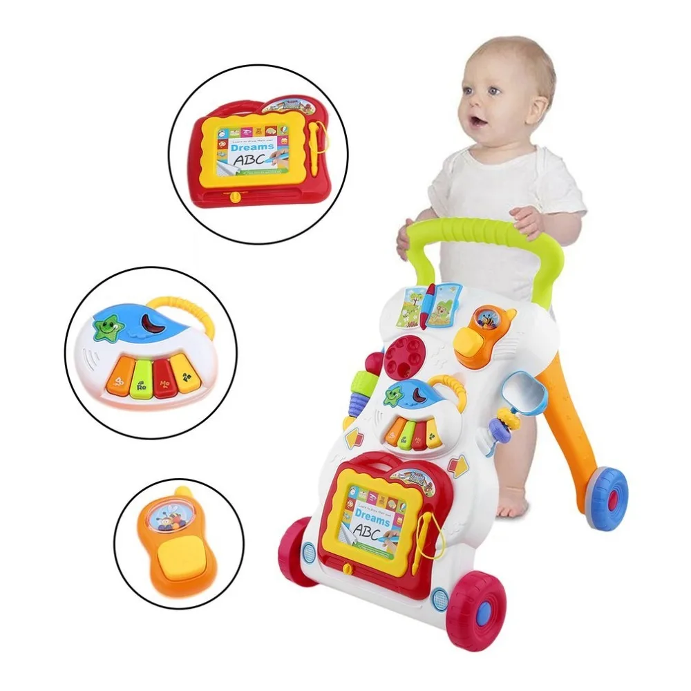 

Baby Walker Multifunctional Toddler Trolley Sit-to-Stand Walker for Kid's Early Learning with Adjustable Screw