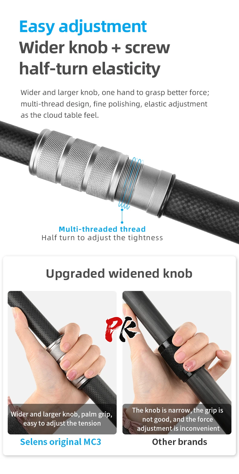 Selens Handheld Microphone Boom Arm Carbon Fiber Pole Arm Extendable 5 Section F