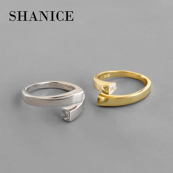 

SHANICE 100% 925 Sterling Silver Open Ring INS minimalist Cross micro-inlaid cubic zircon Women Index Finger Rings Fine Jewelry