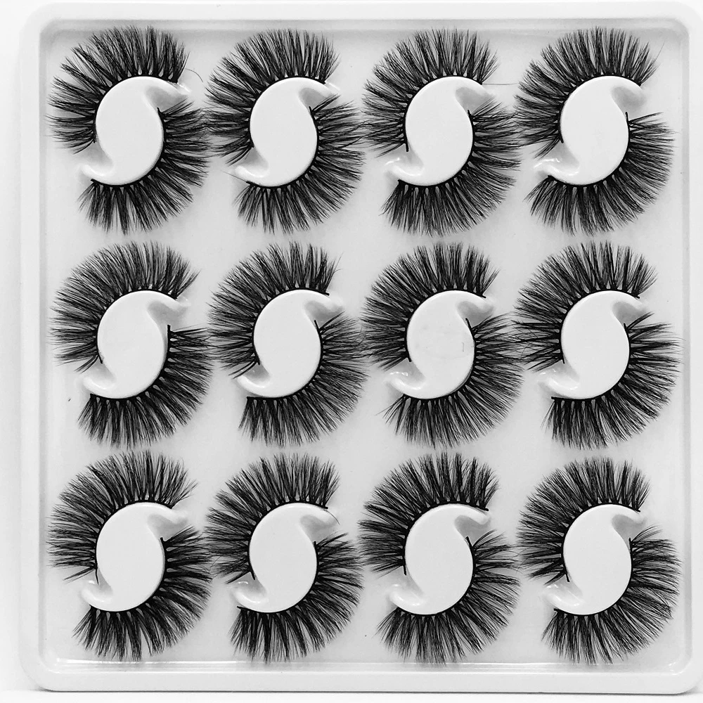 NEW 12 Pairs wholesale 3D natural mink eyelashes strip silk lashes new makeup eyelash extension false eyelashes for beauty
