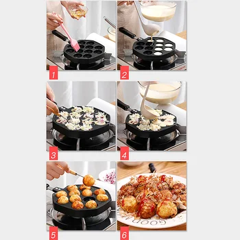 

Restaurant Cooking Tool Non Stick Easy Clean Gas Stove BBQ Accessory Durable Takoyaki Pan Baking Mold Kitchen Tools 18 Holes