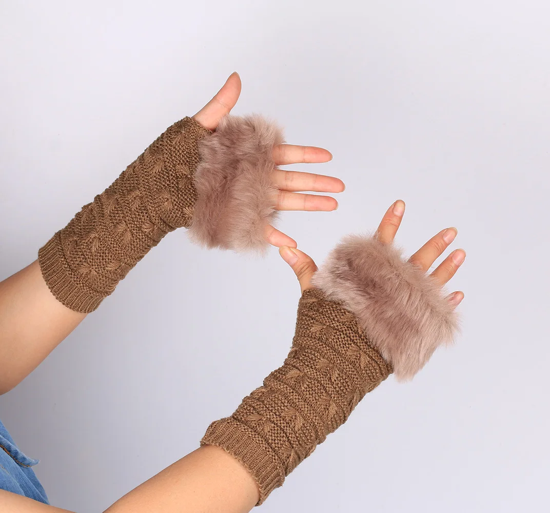 Butterfly Fur Gloves AliExpress New Style Knitted Gloves Half Finger Computer Gloves Plush Warm Gloves