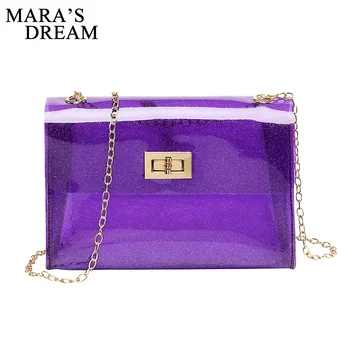 

Mara's Dream 2020 Spring New Solid Color Summer Chain PVC Jelly Bag Lock Sling Shoulder Shoulder Change Bag