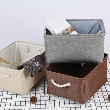 

Handmade Storage Basket With Double Handle Jewelry Clothes Toys Sorting Box Toy Wicker Boxes Makeup Organizer With Lid