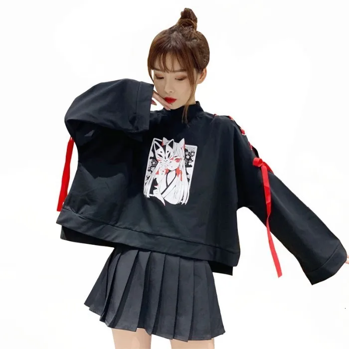Харадзюку для девочек японского аниме Spice and Wolf Fox Kitsune Толстовка свободного кроя с длинными рукавами Повседневное пальто