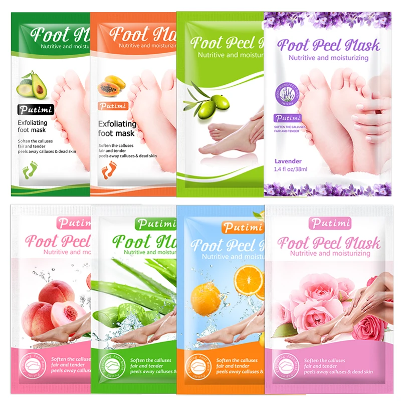 

PUTIMI 8pair Peeling Foot Mask Foot Cream Anti Crack Heels for Feet Peel Masks Dead Skin Peel Off Mask for Legs Pedicure Socks