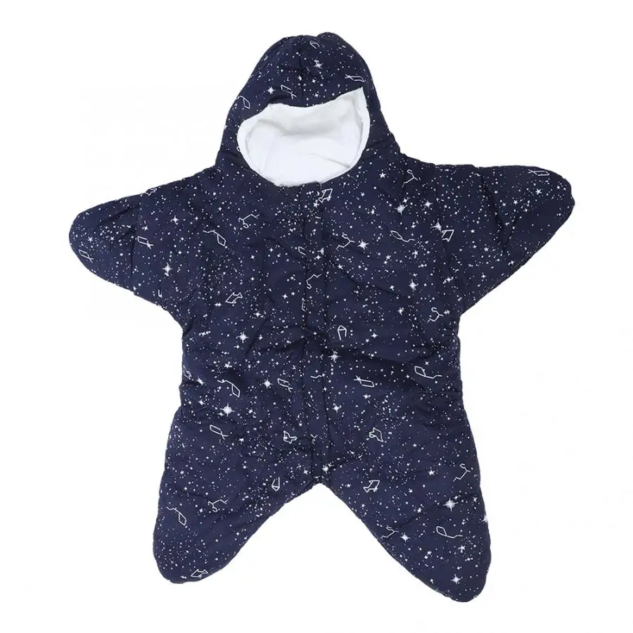 Детский спальный мешок, зимний теплый мультяшный мешок-коляска со звездой, хлопковый спальный мешок для новорожденной коляски, подарок для ребенка 0-8 месяцев - Цвет: Синий
