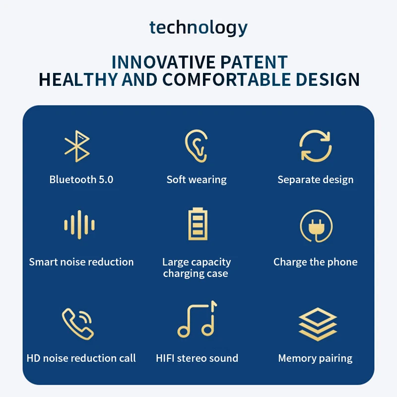Костной проводимости Беспроводной наушники Bluetooth 5 0 с зарядный чехол 2200 мАч
