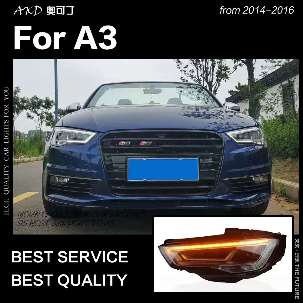 US $704.00 AKD Car Styling Head Lamp For Audi A3 Headlights 20142016 S3 LED Headlight DRL Hid Head Lamp Bi Xenon Beam Accessories