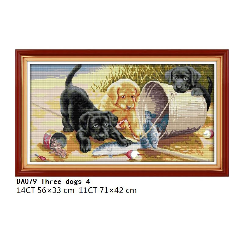 Cross Stitch DA079 Joy Sunday Набор для вышивания крестиком с тремя собаками 14CT DM хлопковая нить для рисования напечатанный холст DIY Набор для рукоделия домашний декор - Цвет: Cross Stitch DA079