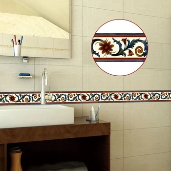 

Feiqiong 10m Self Adhesive Wallpaper PVC Waterproof Stone Border Sticker Waist Line Bathroom Toilet Kitchen Wall Sticker Decor