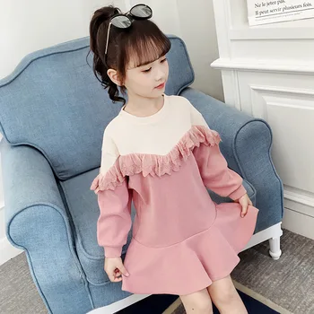 

Children's princess children's skirt girls skirt 3-14 years old girl plus velvet lace dress fashion boutique children's wear