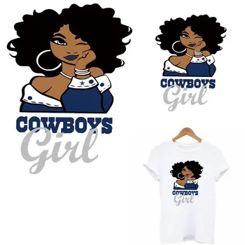 

Cow Girl Patches For Clothes DIY Iron On Heat Transfer For Clothing Beautiful African Girl T-shirt Hoodies Thermal Sticker Decor