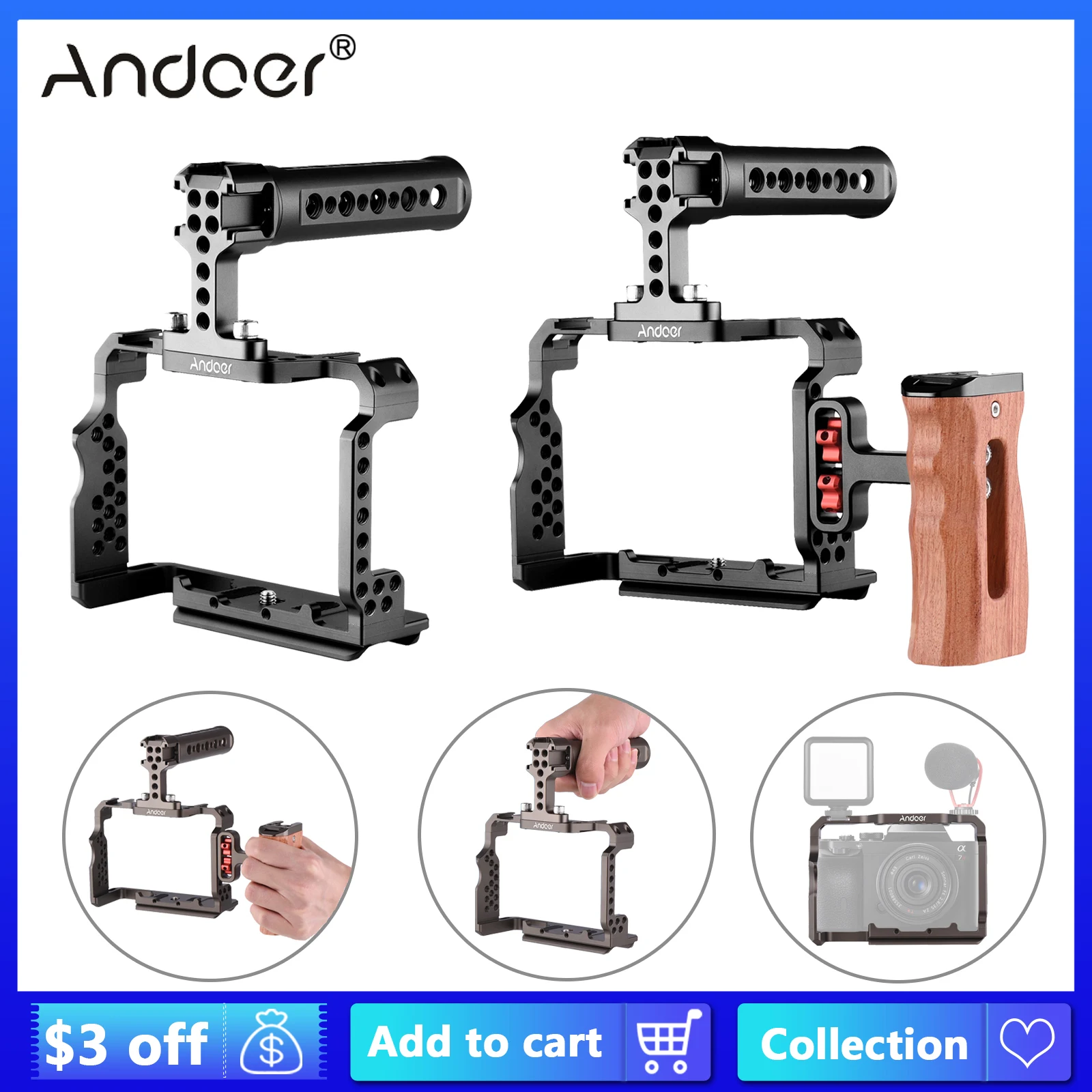 Andoer Sony A7iii Grip Replacement Camera Cage Kit Cage Sony A7r A7iii Cage Andoer