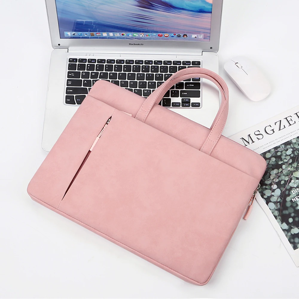 Funda para portátil 13,3 14 15,6 pulgadas funda para portátil para Macbook Air Pro 13 ASUS Dell Xiaomi Huawei PC ordenador mujer hombre bolso impermeable PU maletín de cuero - AliExpress