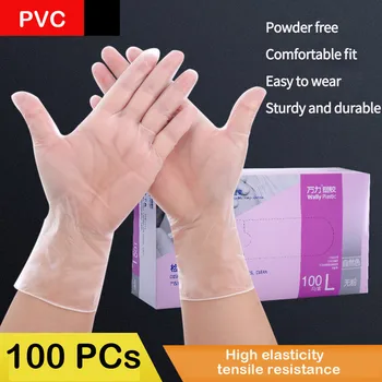 

PVC Gloves 100 Pcs/ Box Disposable Powder-free Industrial Food Safety Translucent Clear Gloves Nitrile Gloves For Adult Kids