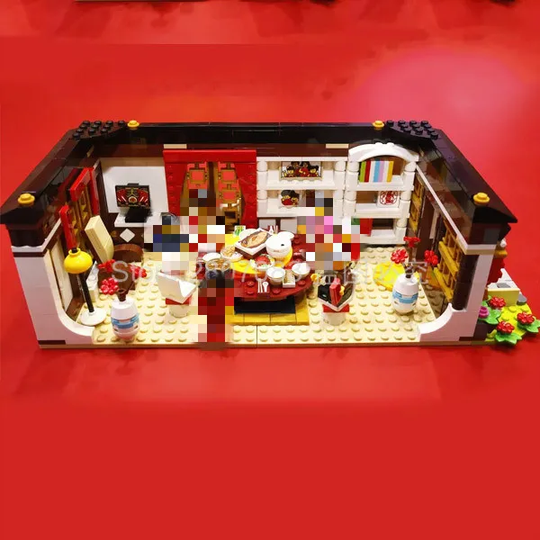 

46001 Ideas Chinese Architecture Chinese New Years Eve Dinner Set Building Blocks Bricks Kids toys compatible With 80101