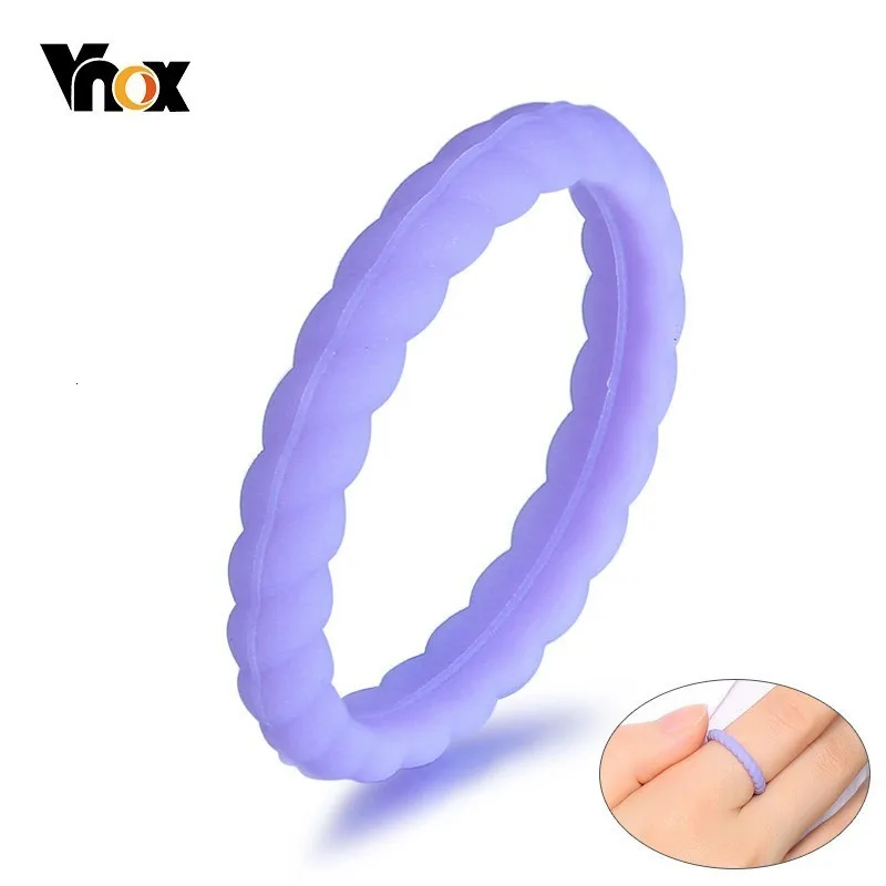 Vnox 3MM Twisted Wedding Rings for Women Purple Silicone Rubber Bands anel alliance | Украшения и аксессуары