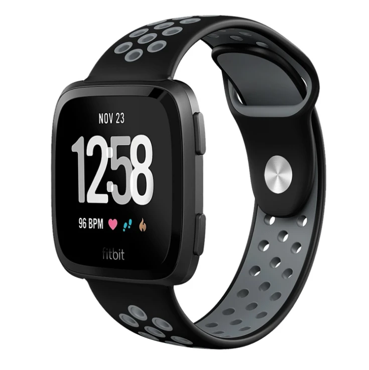 Lbiaodai Sport band For fitbit versa strap Silicone correa wrist Replacement Bracelet belt for fitbit smart watch Accessories - Band Color: Black grey