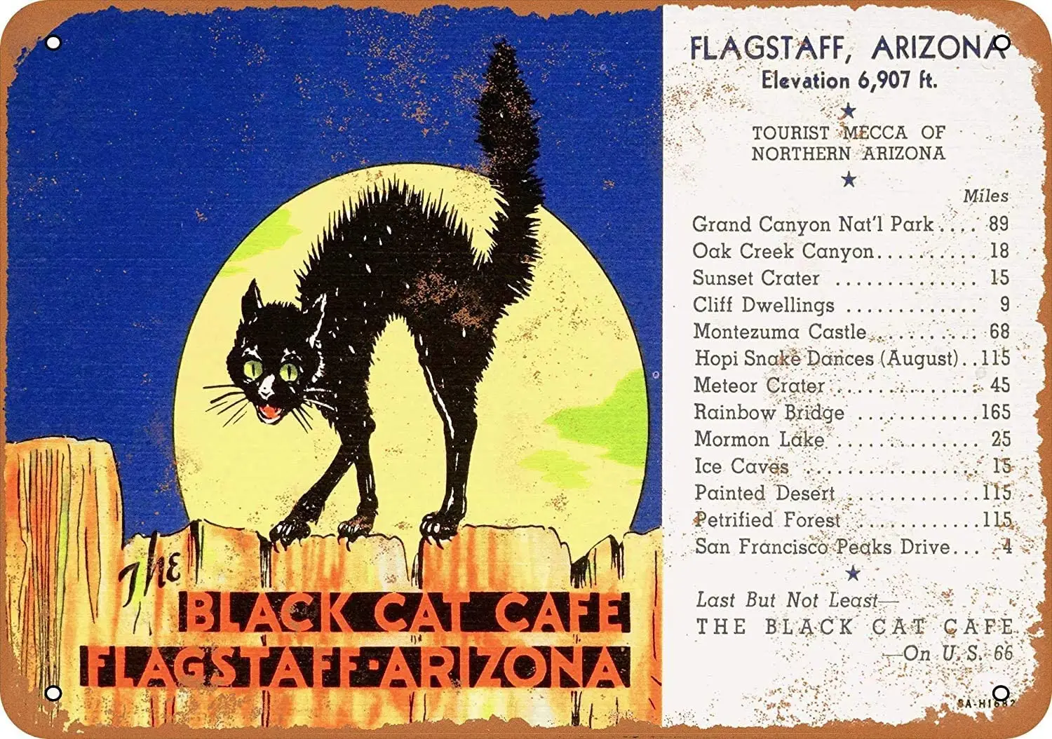 

Nxsbns Route 66 Flagstaff Arizona Black Cat Cafe Metal Tin Sign 12 X 8 Inches Vintage Wall Decor