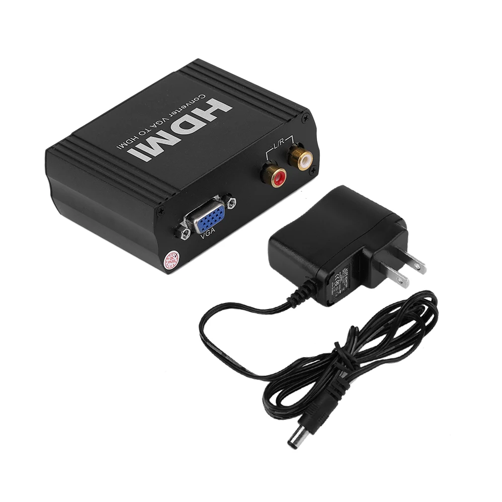 Профессиональный 1080P VGA в HDMI преобразователь аудиовизуальных систем+ R/L аудио в HDMI VGA в HDMI преобразователь с адаптером питания
