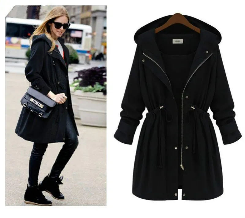 Размера плюс 2019 осень зима Женская мода с капюшоном пышными рукавами Женское