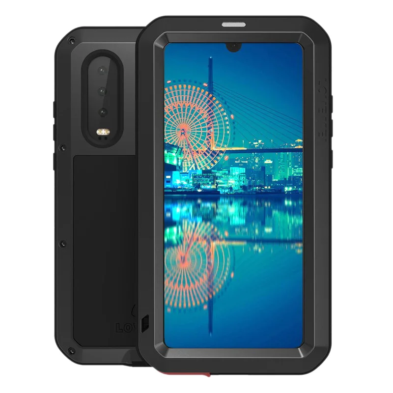 

New LoveMei Metal Armor Shockproof Case Heavy Duty Cover Aluminum Gorilla Glass Water Resistant Dirtproof Protective Case for Hu