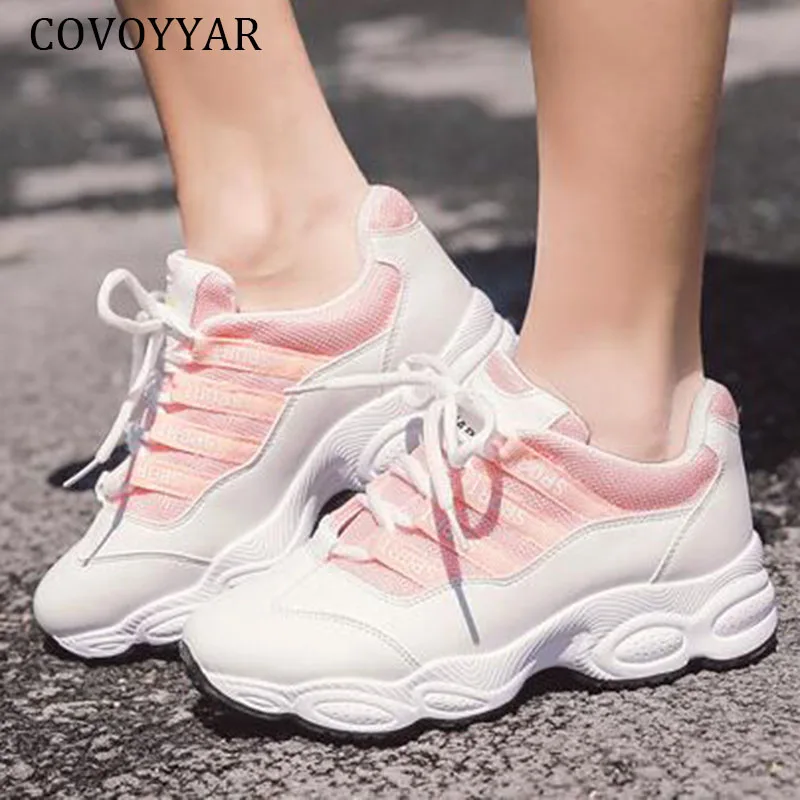 

COVOYYAR Hot Sales Fashion Women Sneakers Comfort Wedges Platform Shoes Woman Breathable Mesh Lace Up Sneakers Women WSN2004