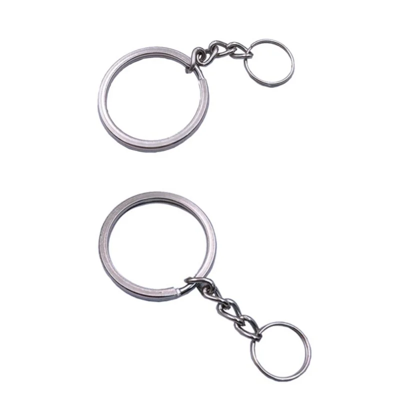 

Polished Silver Color 25mm/30mm Keyring Keychain Split Ring With Short Chain Key Rings Women Men Key Chains Accessories