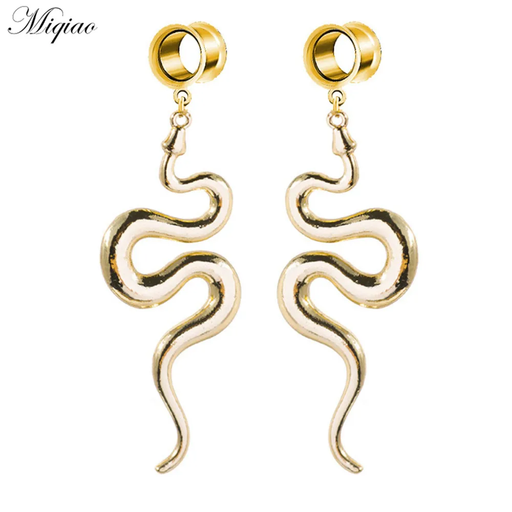 Miqiao 2pcs Fashion Trend Stainless Steel Snake Shape Pendant Double Horn Ear Amplifier 6mm-25mm Body Exquisite Piercing Jewelry