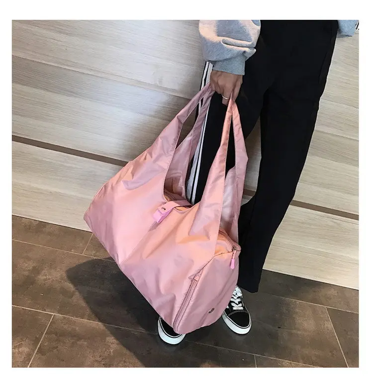 Легкая женская спортивная тренировочная сумка, Большая вместительная складная сумка на плечо для путешествий, сумка для хранения на открытом воздухе, водонепроницаемые ручные сумки