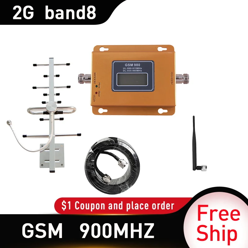 GSM 900 2g Repeater UMTS 900Mhz 3G repeater celular Mobile Phone Signal Repeater booster 900MHz GSM amplifier whip antenna