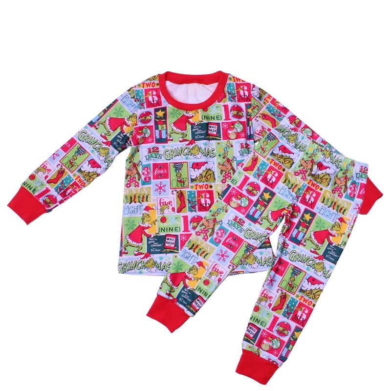 2-8Y Christmas Boy Pajamas Toddler Girls Christmas Pjs Kids Winter Clothes Baby Boys Sleepwear Xmas Grinch Pajamas Set