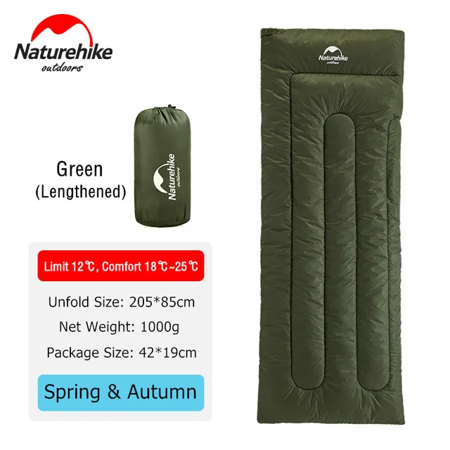 Army GreenX L Naturehike Ultralight Portable Envelope Camping Sleeping Bag Waterproof Single Summer Outdoor Hiking Cotton Sleeping Bag - Цвет: Army GreenX L